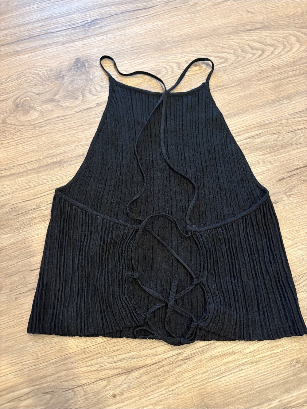 Free People Black Ribbed Lace-Back Cami - Picture 2 of 2